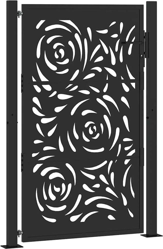vidaXL Gartentor Schwarz 100x150 cm Stahl Flammendesign