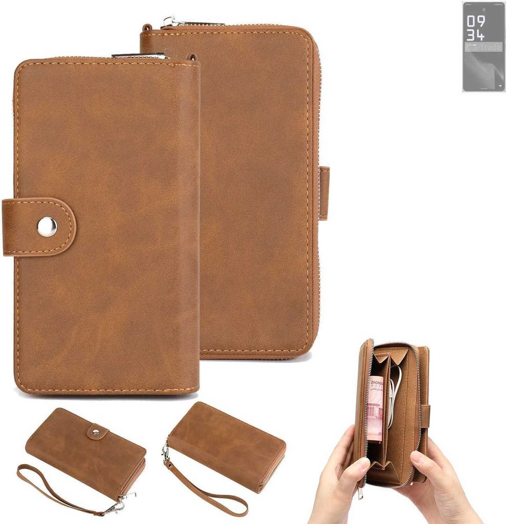 K-S-Trade Handyhülle Schutzhülle kompatibel mit Leica Leitz Phone 2 & Portemonnee Tasche Handytasche Case Etui Geldbörse Wallet braun (1x)