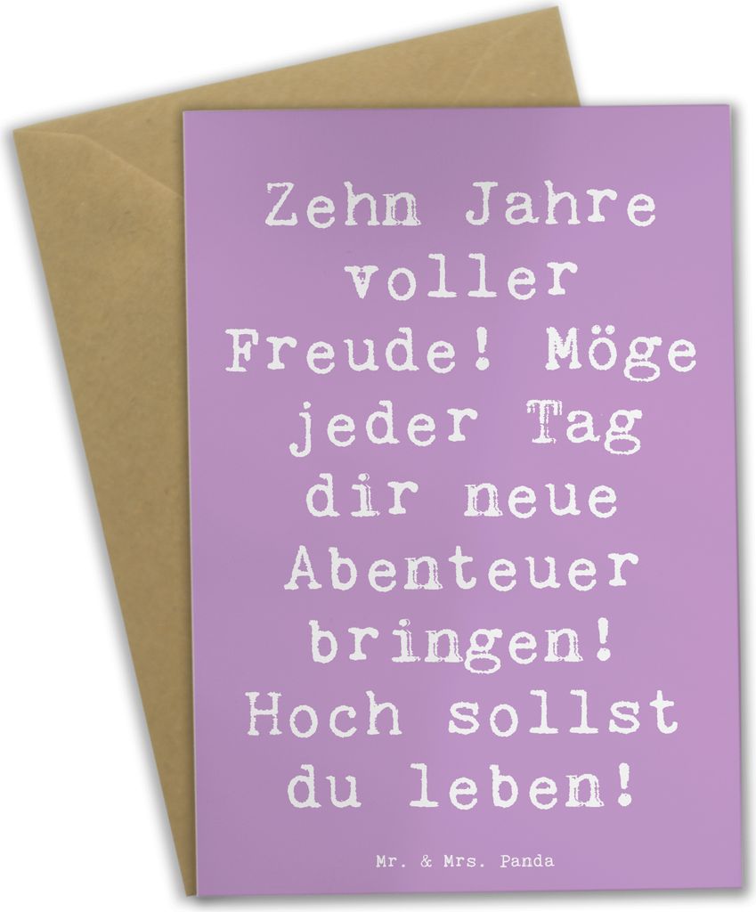 Mr. & Mrs. Panda Grußkarte Spruch 10. Geburtstag Freude - Lavendeltraum - Geschenk, Happy Birthday, hochzeitskarten, Glückwunsch, weihnachtskarte...
