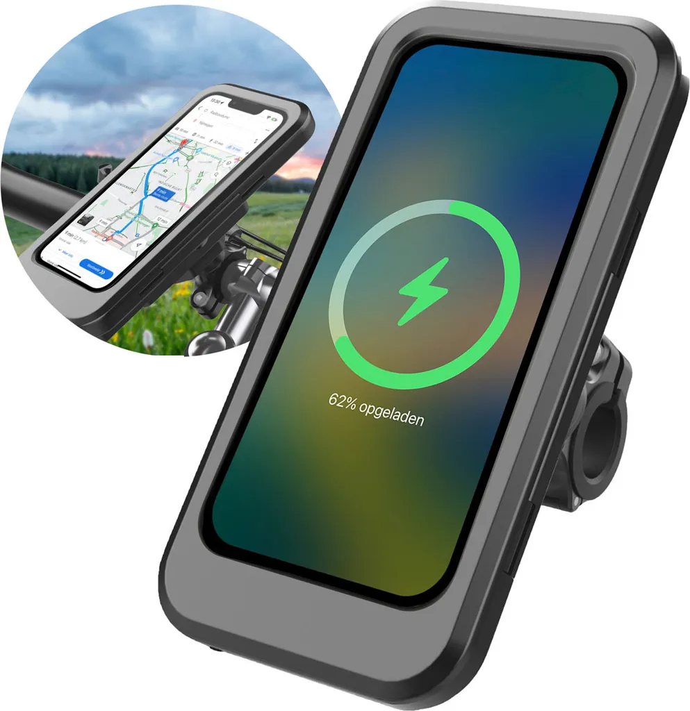 porta cellulare imoshion per bicicletta con powerbank - resistente agli spruzzi - 5000 mAh - nero