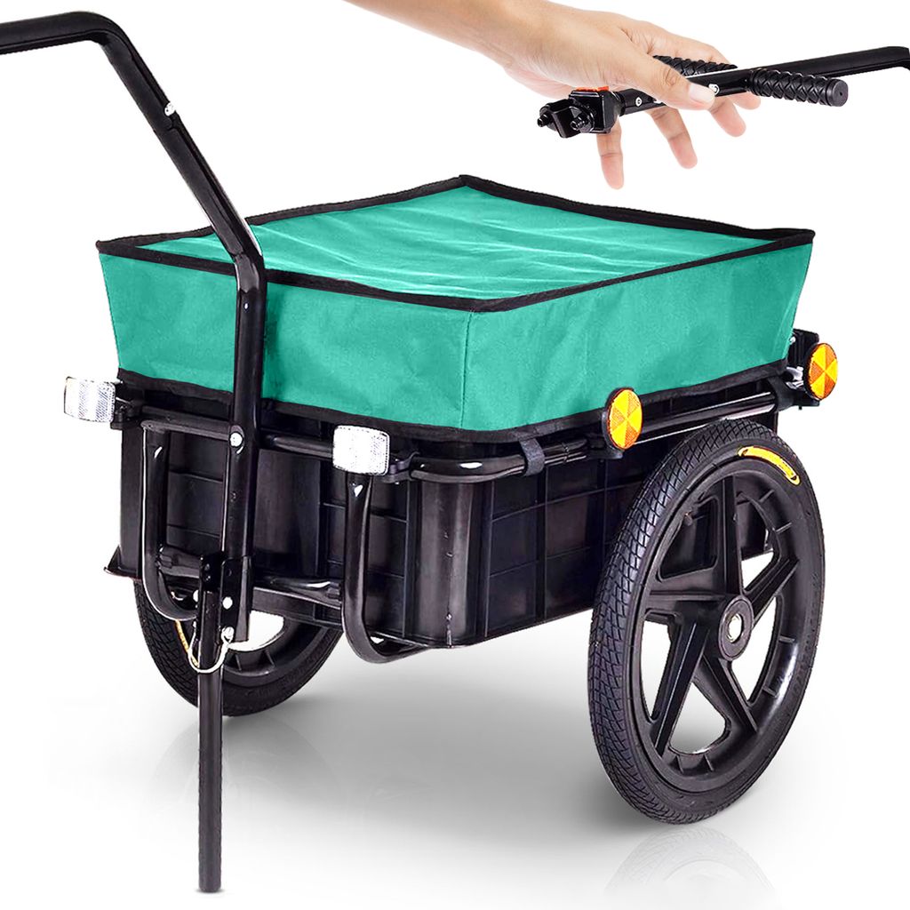 SAMAX Lastenanhänger / Fahrradanhänger für 60 Kg / 70 Liter mit Kupplung in Grün