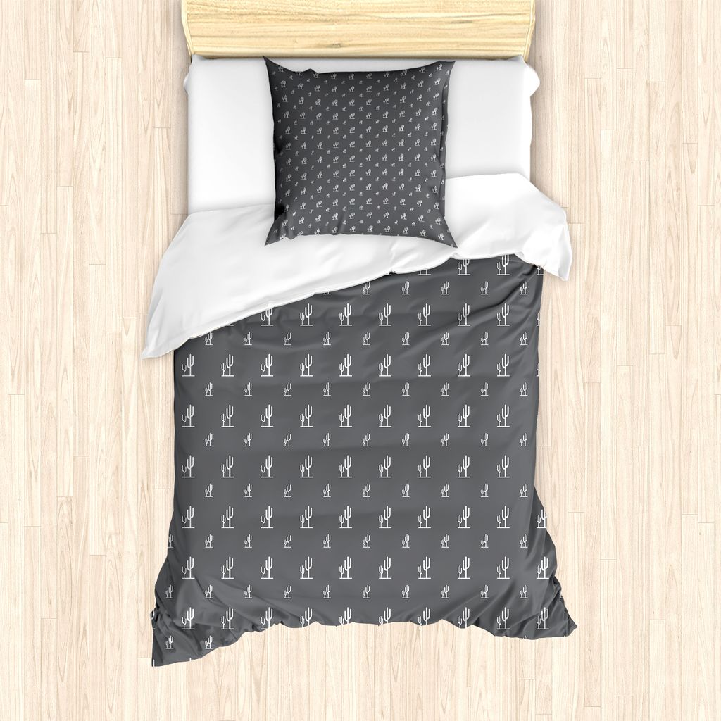 ABAKUHAUS Kaktus Bettbezug Set für Einzelbetten, Einfache Minimalist Pflanzen, Milbensicher Allergiker geeignet mit Kissenbezug, 135 cm x 200 cm -...