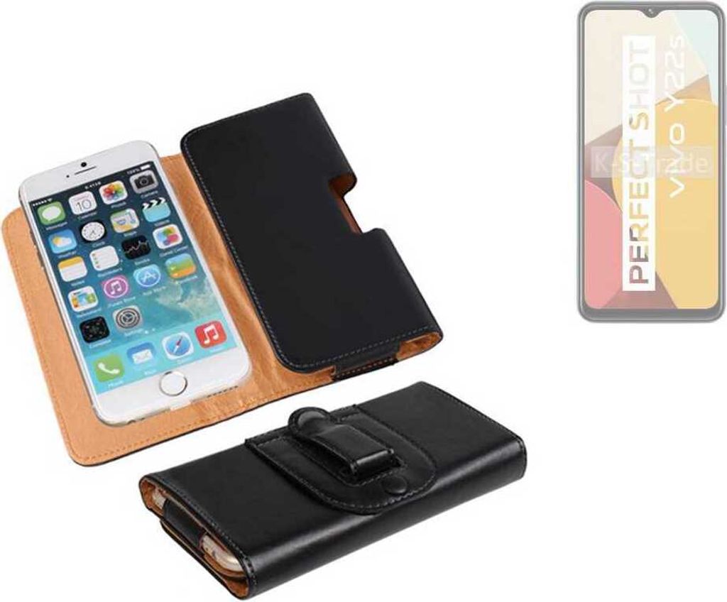 K-S-Trade Schützhülle Handyhülle kompatibel mit Vivo Y22s Holster Gürtel Tasche Schutzhülle Handy-Tasche Smartphone Case Seitentasche schwarz 1x