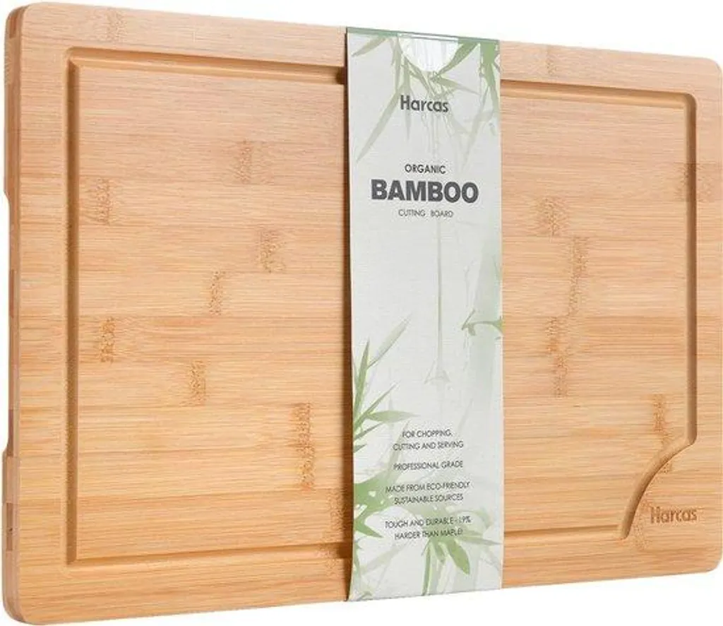 Billot de cuisine en bambou naturel format XL pour viande et légumes