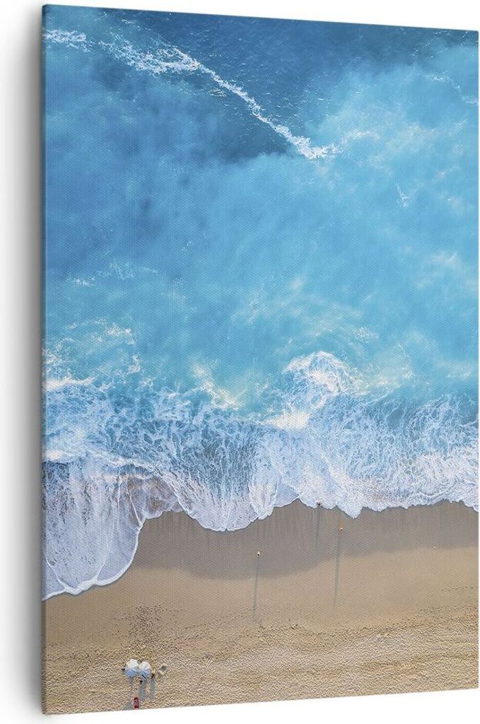 Bild auf Leinwand - Leinwandbild - Einteilig - Strand Rand Meer - 70x100cm - Wand Bild - Wanddeko - Wandbilder - Leinwanddruck - Wanddekoration - L...