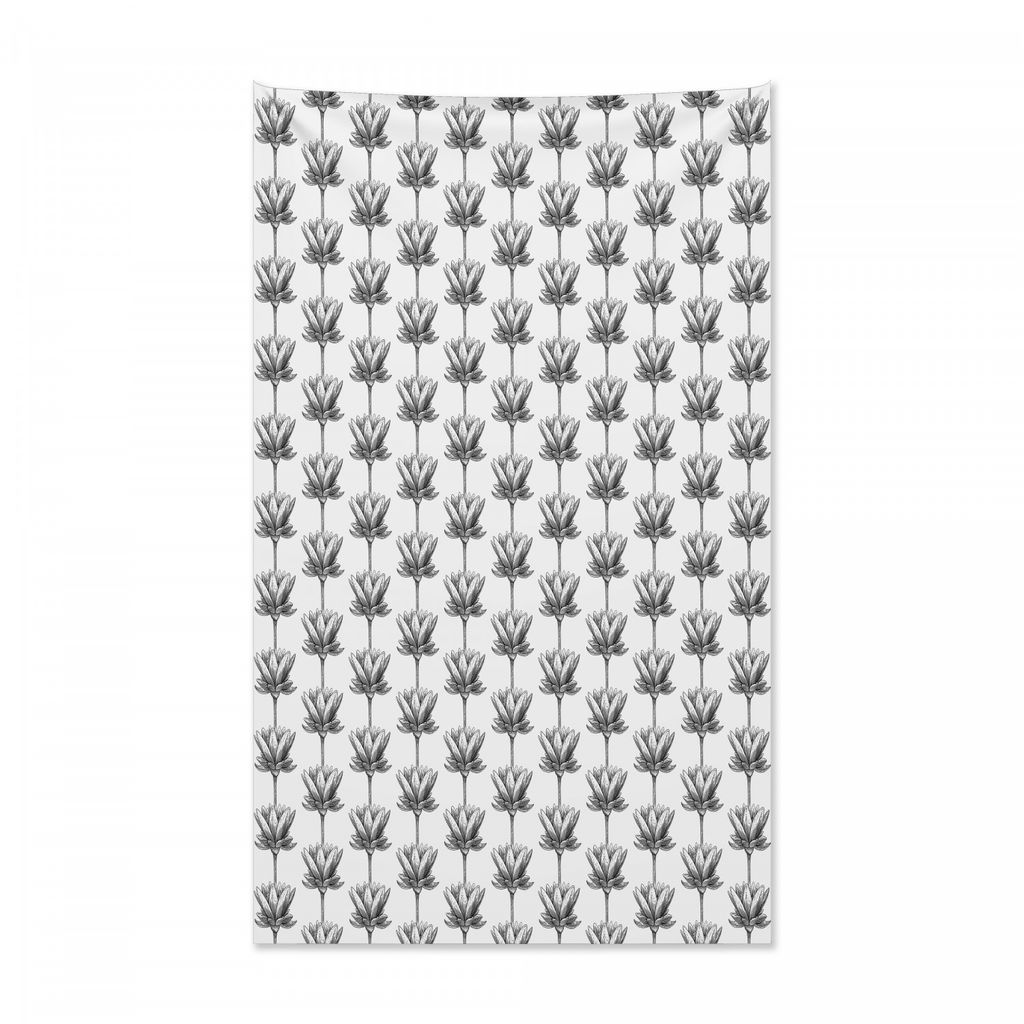 Abakuhaus Lotus Wandteppich und Tagesdecke, Monochrome China Flora aus Weiches Mikrofaser Stoff Kein Verblassen Klare Farben Waschbar, 140 x 230 cm...