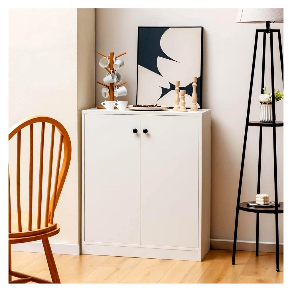 Aufbewahrungsschrank mit 2 Türen, freistehender Küchenschrank mit 3-stöckigem Innenregal, Buffet Sideboard, moderne Aufbewahrungseinheit für Wo...