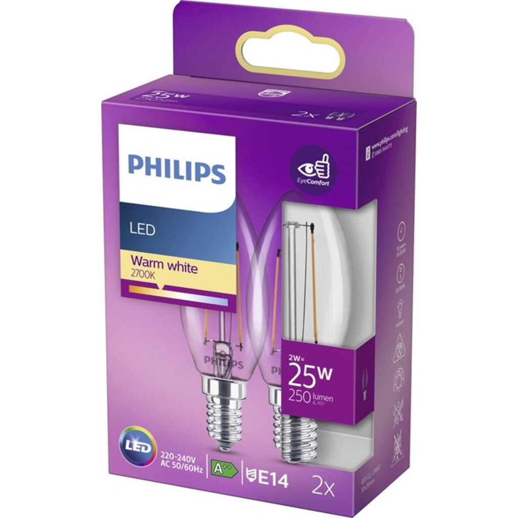 2er-Pack LED E14 Crown 2W (25W) Klar 250lm Produktbild 