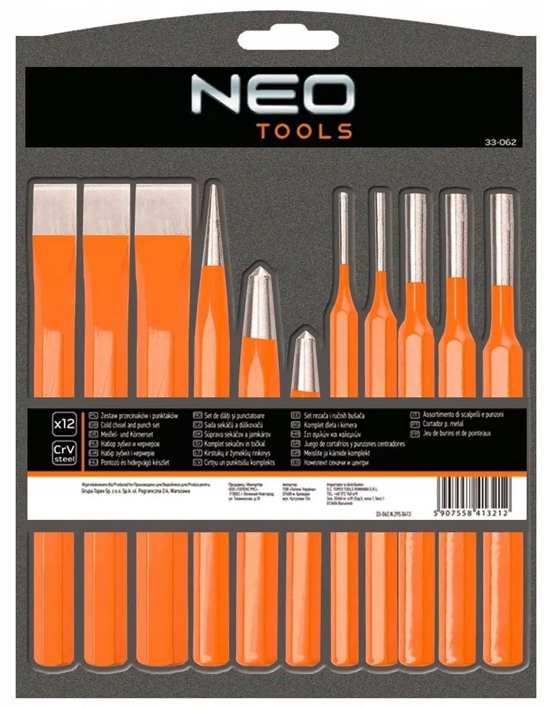 Set de forets et burins NEO TOOLS 12 pcs en chrome-vanadium durable - 6