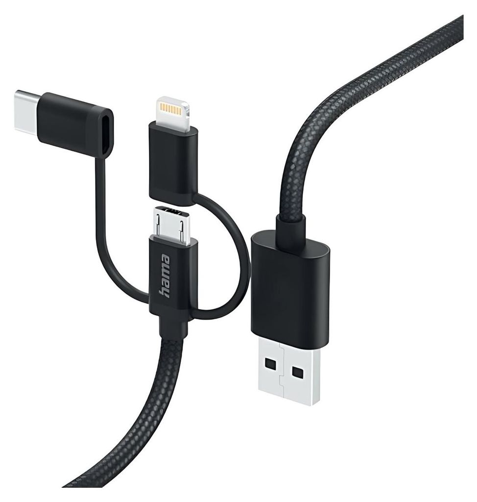 hama Câble 3en1 1,5 m noir, 1 pc Image du produit 