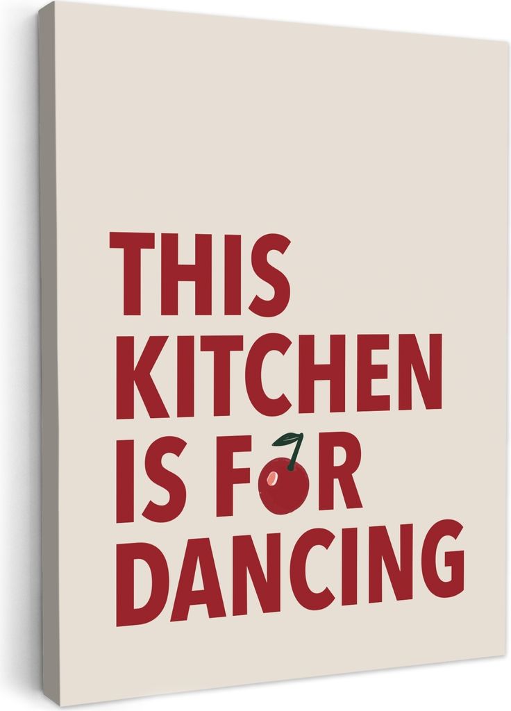 Leinwand Bilder 30x40 cm - Küche - Dunkelrot - This kitchen is for dancing - Beige, Bilder Modern, Leinwandbilder, Wanddeko