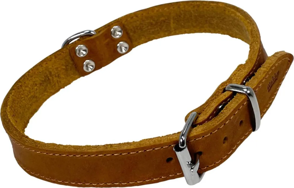 Collier cuir véritable Nobby TABIL cognac 50 cm, boucle métal solide