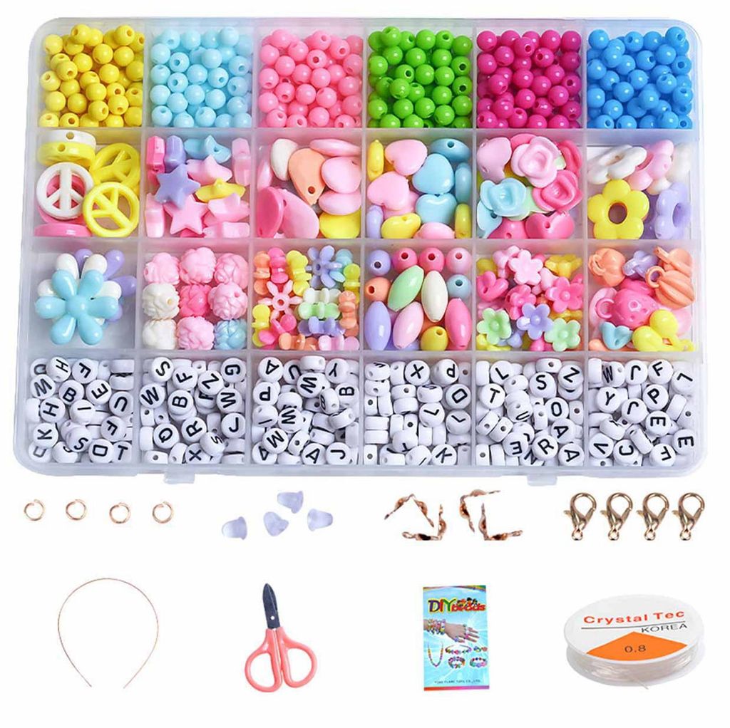 Kinder Schmuck Armband Herstellung Perlen Kit Poliert Puzzle Pädagogische DIY Handwerk Spielzeug für Mädchen Brief