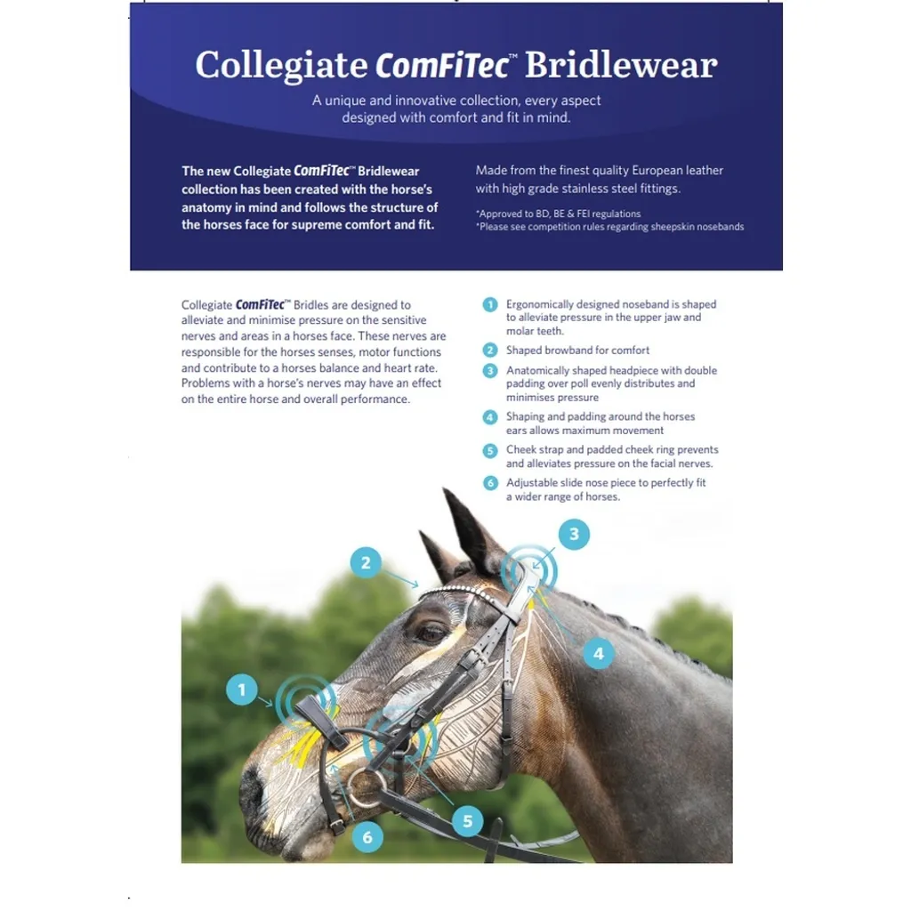 Bridon anatomique en cuir Collegiate Comfitec Training WB204 Noir - 3