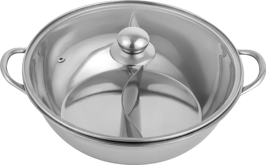 Pentola calda, acciaio inox, design versatile della parete divisoria, argento