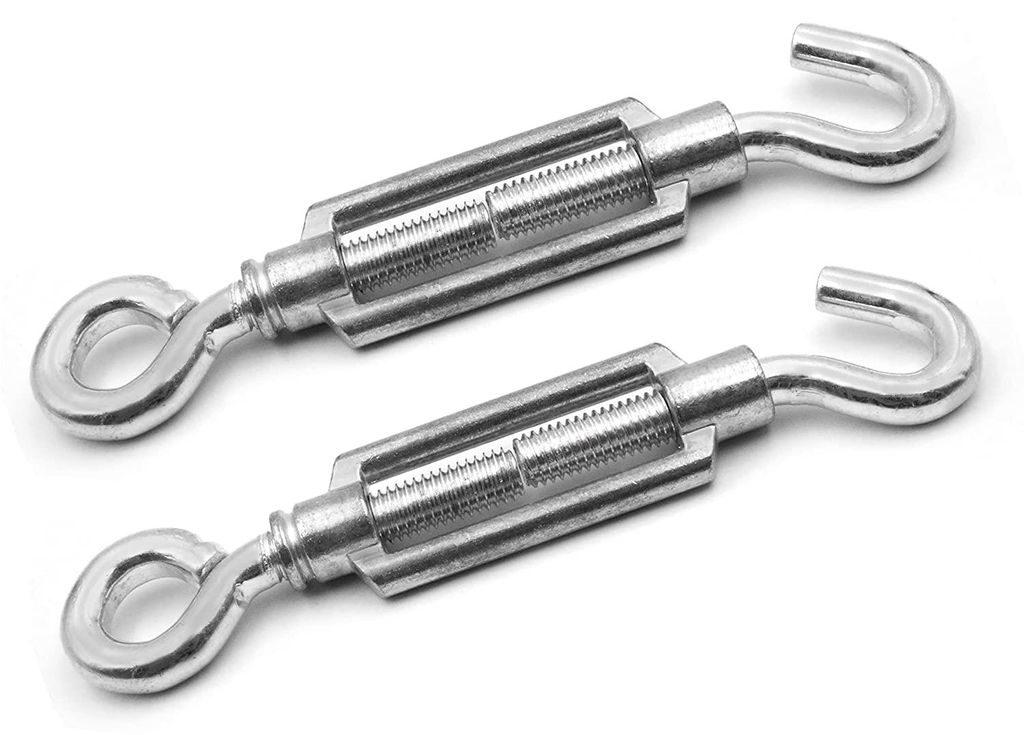 Set mit 2 Spannschlössern M8 x 110 mm Haken- und Ösen-Spannhaken für Drahtzäune, Wäscheleinen, Markisen und Seile.