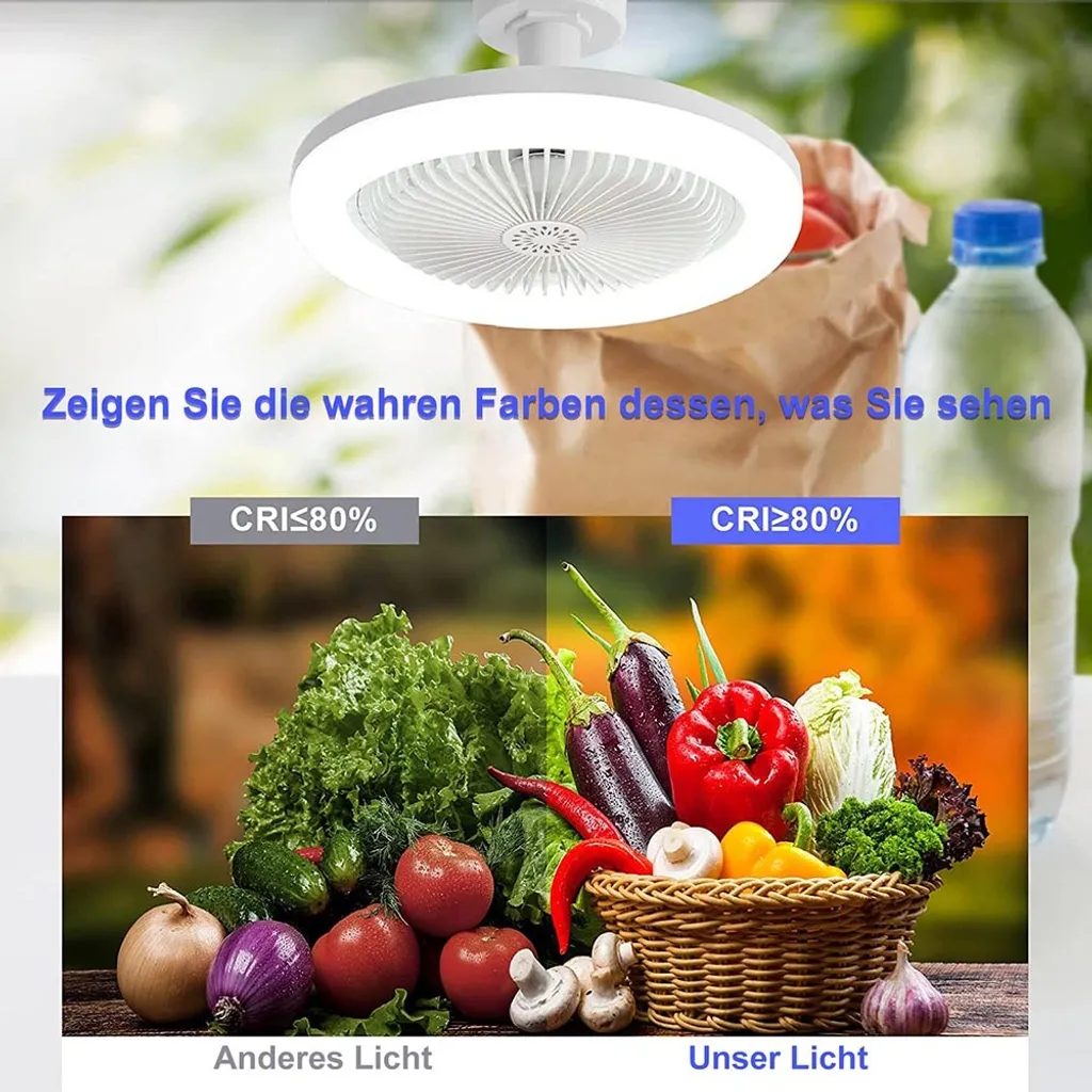 Ventilatore Smart da Soffitto E27 Grigio - Luce 30W Dimmerabile LED - 5