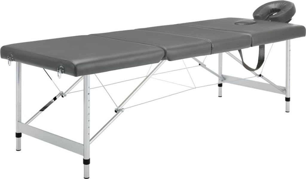 Massagetisch mit 4 Zonen Aluminiumrahmen Anthrazit 186×68 cm