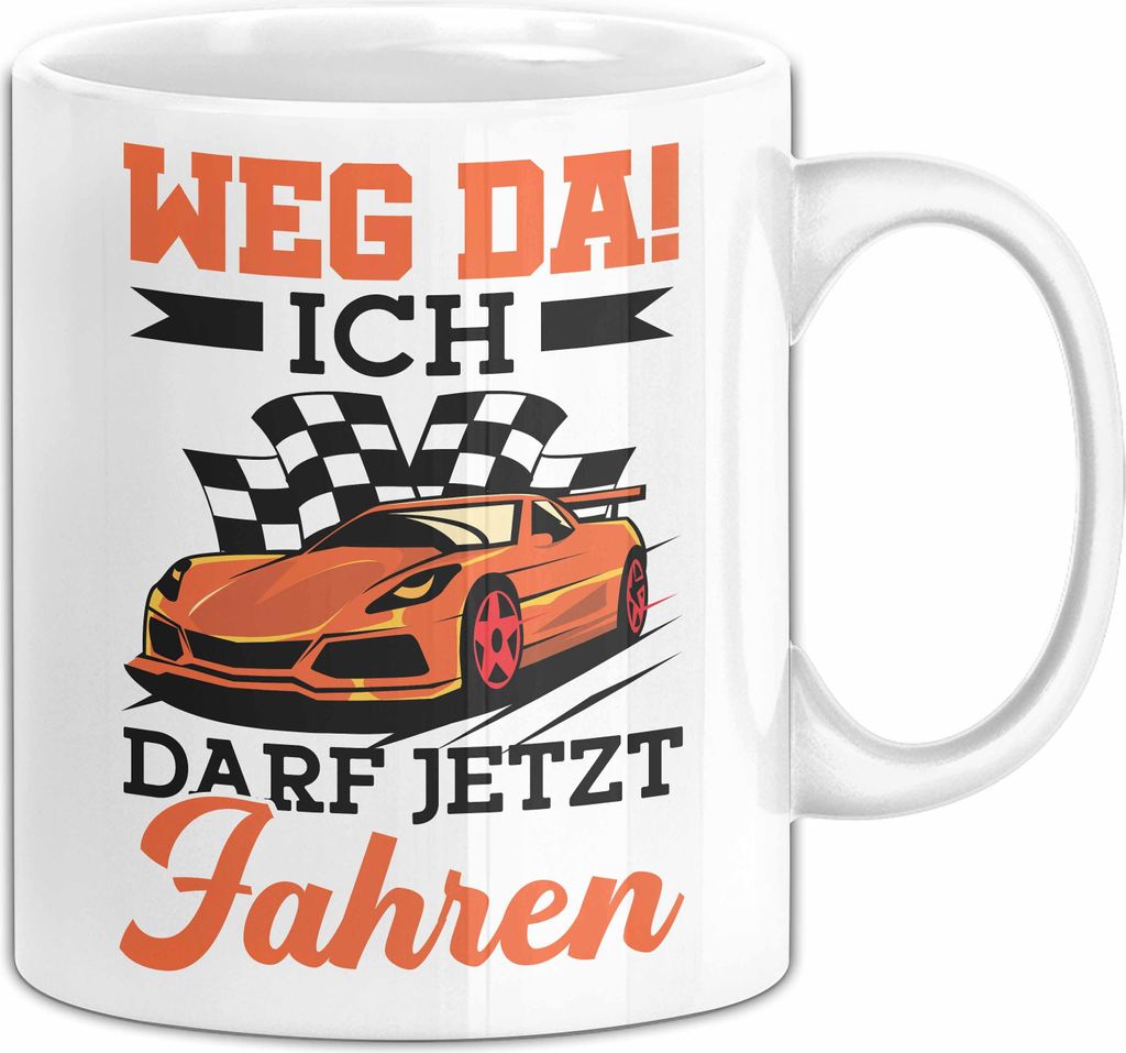 Führerschein Bestanden Tasse Geschenk Bestandende Führerscheinprüfung Geschenkidee Weg Da Ich Darf Jetzt Fahren Kaffee-Becher (Weiß)