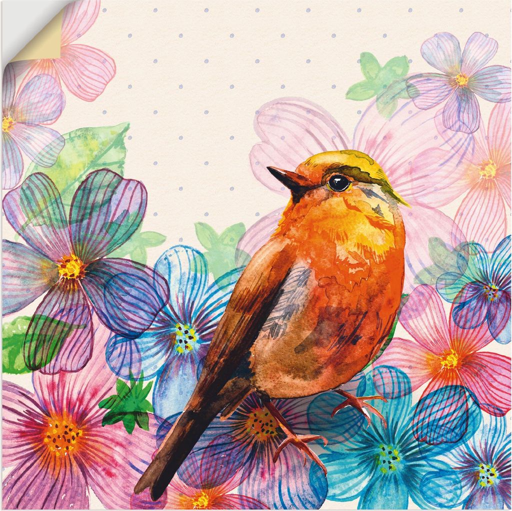 ARTland Wandbild, selbstklebend Florale Karte im Retro Design Größe: 70x70 cm