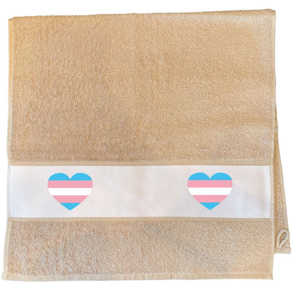 Huuraa Handtuch Trans Pride Flagge LGBTQ Herz 50x100cm Sand Baumwolle Handtuch Geschenkidee
