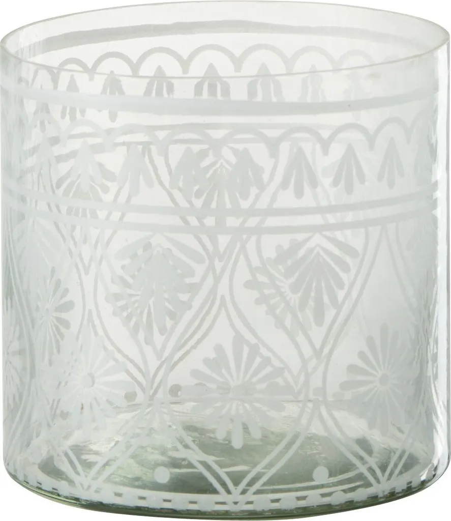 Photophore Transparent et Blanc J-Line en Verre Petit Format 10,5cm