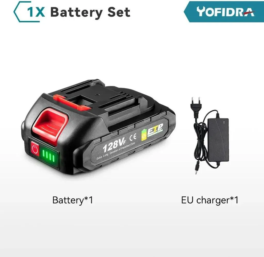 Batterie 128VF Li-ion 18-21V 7500mAh avec chargeur pour outils sans fil