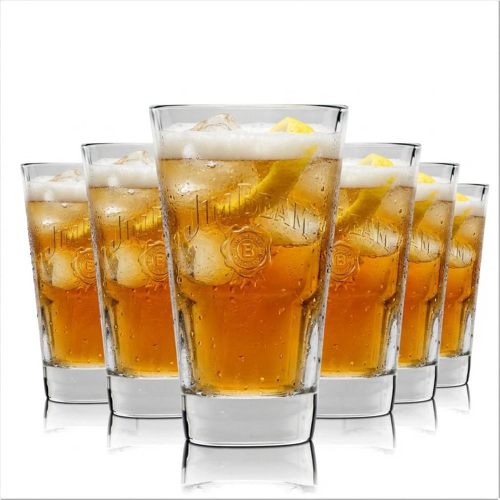 6x Jim Beam Glas 340 ml Stapelbar Longdrink Whiskey Kontur Produktbild 