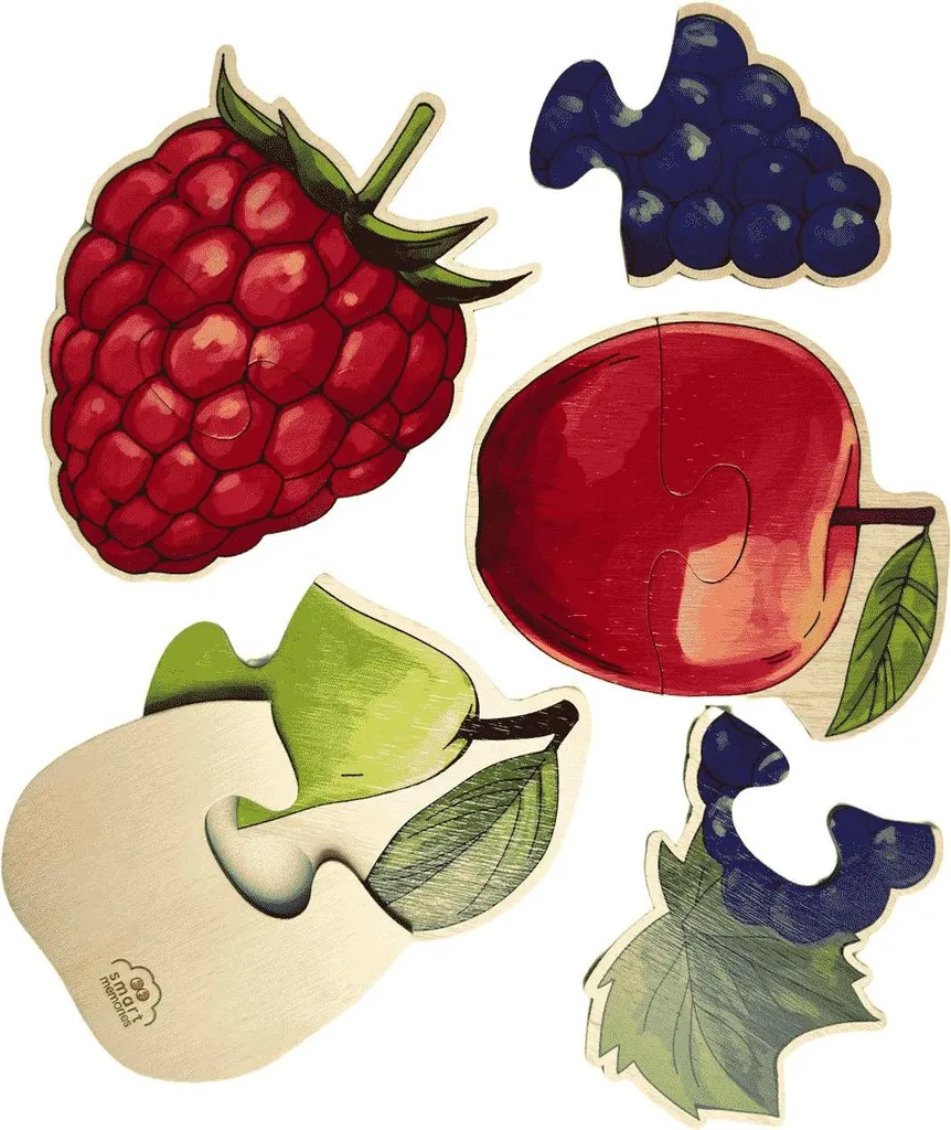 Premier puzzle duo en bois Thème Fruits - Jouet d'éveil pour tout-petit