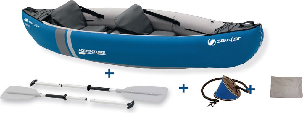 Sevylor 2-Sitzer Kajak Adventure Kit blau 314x88 cm aufblasbar Kanu mit 2x Einhandpaddel, Tasche, F