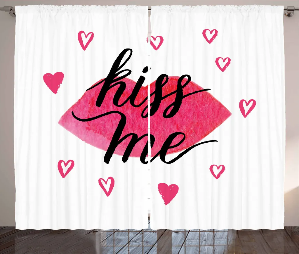 Tenda ABAKUHAUS 280x175 cm Küss mich - Design Moderno Nero e Rosa