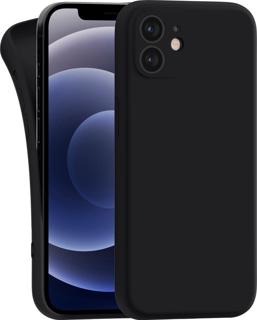 Hülle für Apple iPhone 12 - Handyhülle mit Kameraschutz Cover aus Silikon in Schwarz
