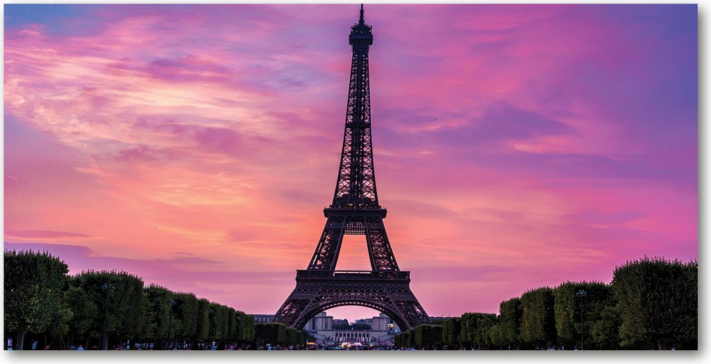 Tulup Leinwandbild -100x50 cm - Wandkunst - Drucke auf Leinwand - Leinwanddruck - Sehenswürdigkeiten & Architektur - Rosa - Eiffelturm Paris