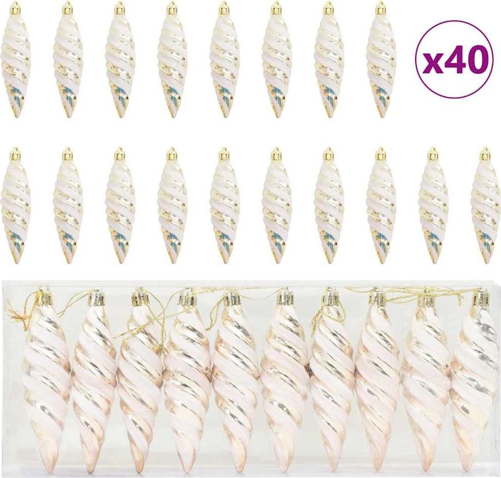 Christmas Spiral Shape Ball 40 pcs Champagner Kunststoff