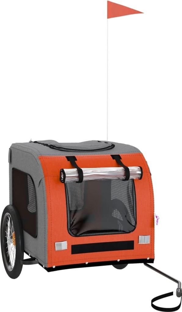 vidaXL Fahrradanhänger Hunde Orange und Grau Oxford-Gewebe & Eisen