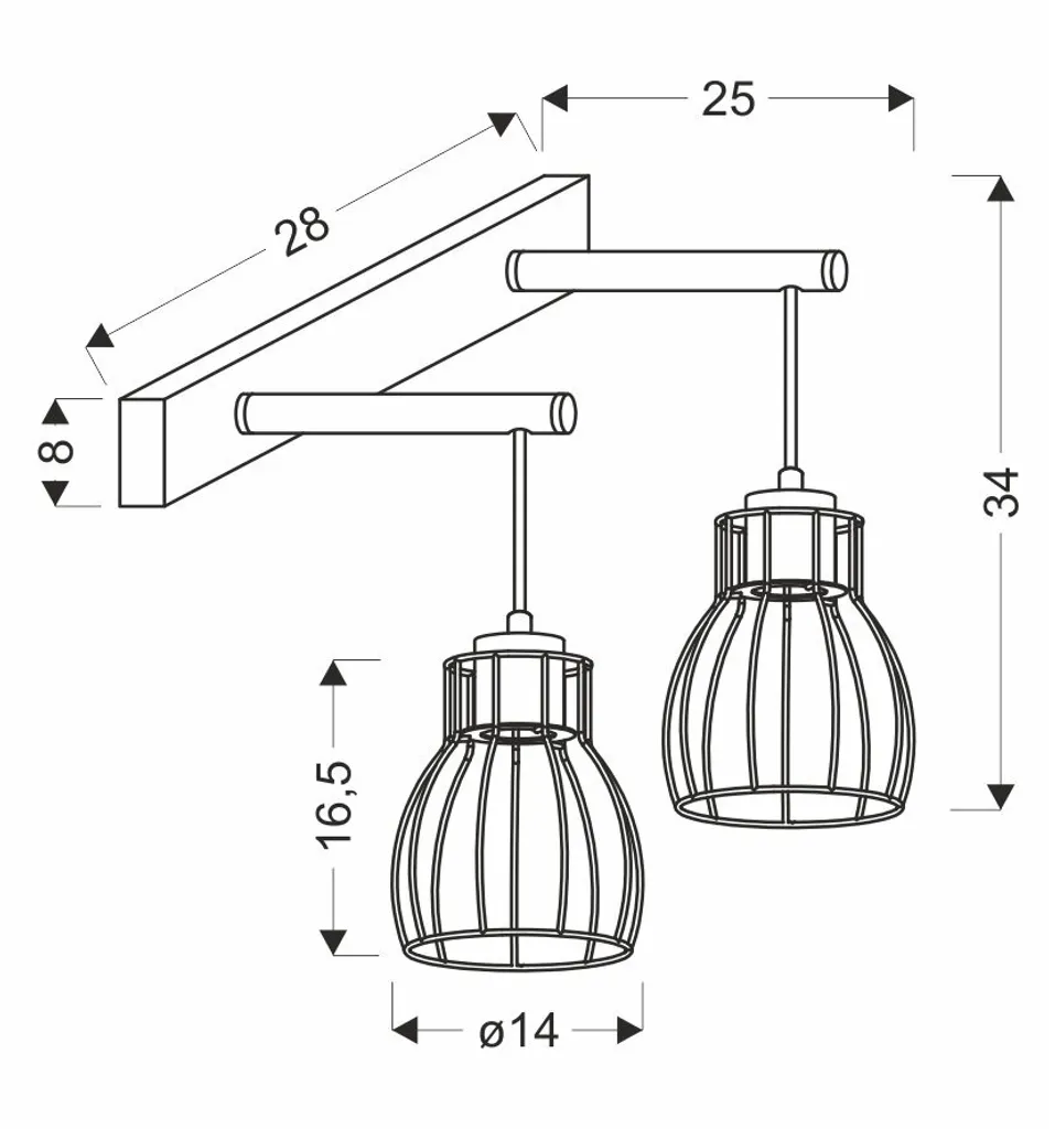 Applique Double BERNITA 2xE27 en Métal Noir pour Éclairage de Caractère - 2