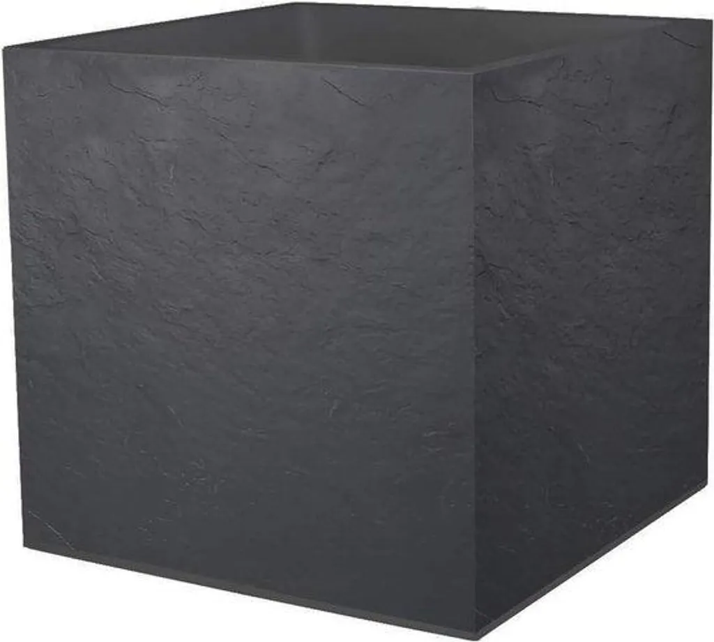Pot Carré 57L Gris Anthracite 50cm - Imitation Pierre Double Paroi