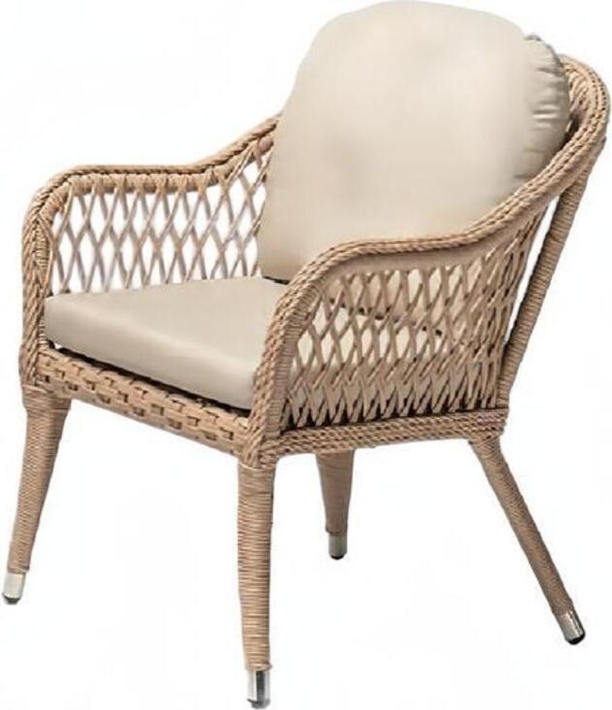 Modern Sessel 1 Sitzer Beige Terrasse Luxus Design Möbel Hochwertig Rattan