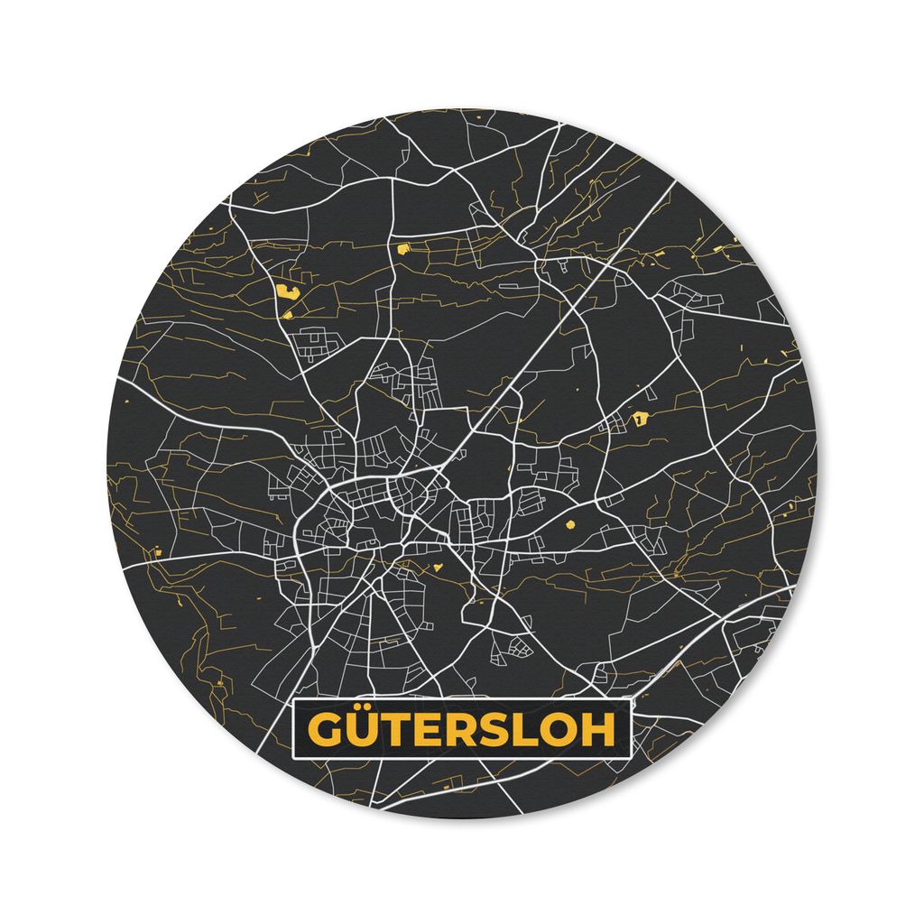 MuchoWow Mauspad Mousepad Gütersloh - Deutschland - Karte - Stadtplan - Gold 30x30 cm - Mousepads - Maus Mat - Pad - Mausunterlage - Tischunterl...
