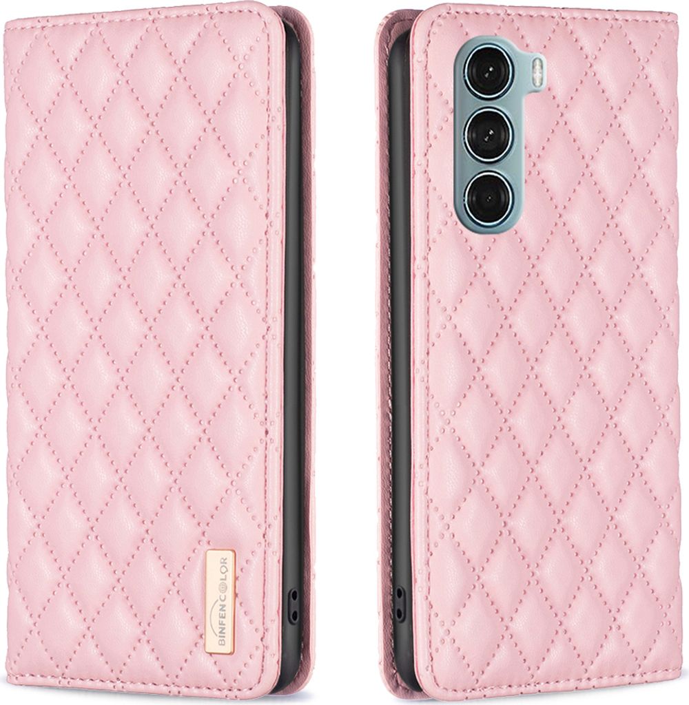 Motorola Edge S30 Hülle, Elegant Bookstyle Flip Leder Kartenfächer Schutzhülle mit Ständer für Motorola Edge S30 / Moto G200 5G Pink