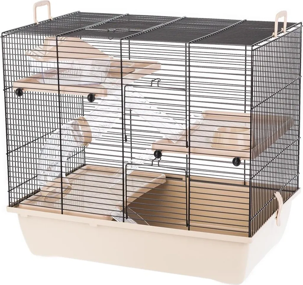Cage pour Hamsters Pinky 3 Zinc et Beige - Habitat Confort de 50 cm