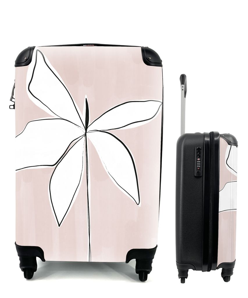 MuchoWow Koffer Handgepäck Trolley Rollkoffer Kleine Reisekoffer mit 4 Rollen - Blume - Abstrakt - Pastell - Cabin Size < 55x40x23 cm & 55x40x20...