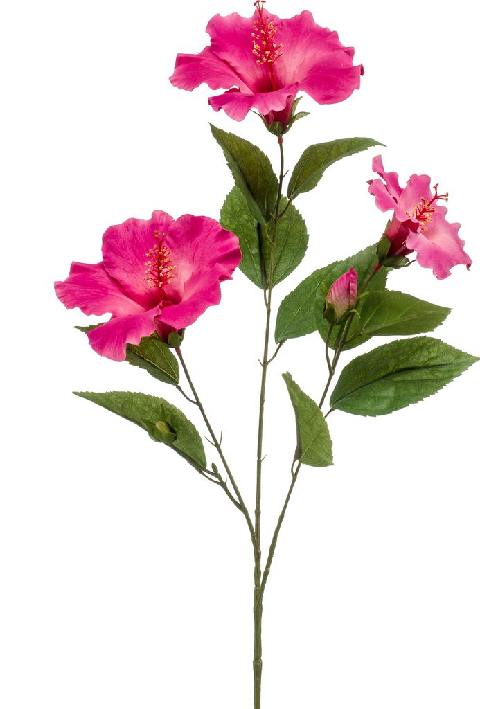 künstlicher Hibiskuszweig mit 3 Blüten pink H. 82cm Emerald Kunstblumen