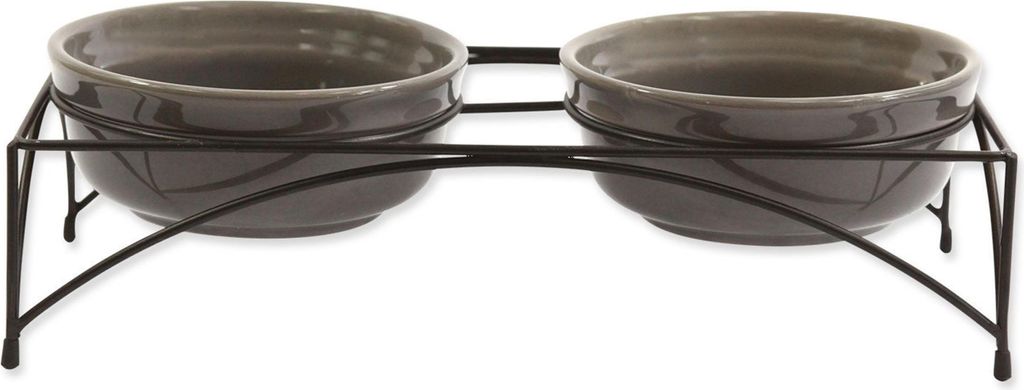 DOG FANTASY Set de bols en céramique avec support gris 2 × Image du produit 