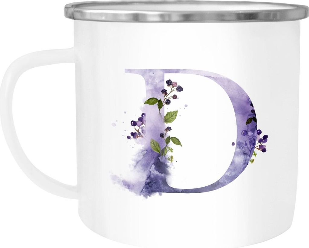 Emaille Tasse Becher Buchstaben-Tasse "D" Alphabet Monogram Zeichen Tasse mit Buchstabe Autiga D weiß-metall unisize
