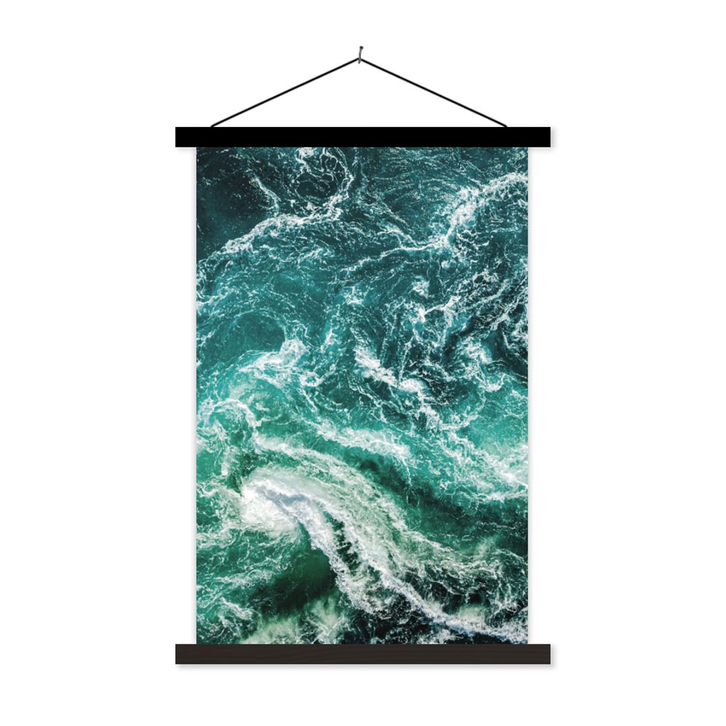 MuchoWow Textilposter Ozean - Wasser - Meer - Luxus - Grün - Türkis 60x90 cm mit schwarzem Rahmen - Poster Wohnzimmer