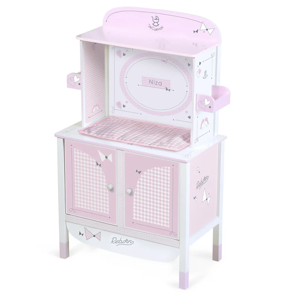 Centre de Soin Poupée en Bois Rose 90cm pour Chambre de Fille Rosa