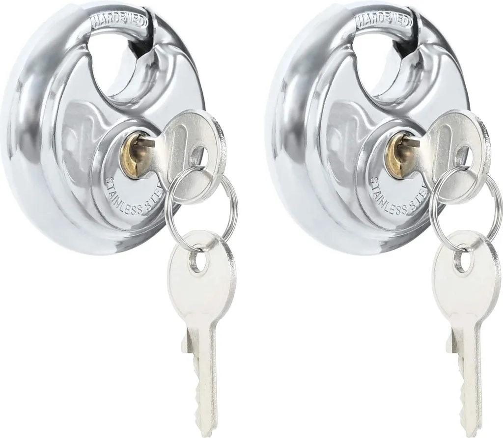 vidaXL Serrature a Disco 2 Pz Argento 7x7 cm | Sicurezza Acciaio Inox