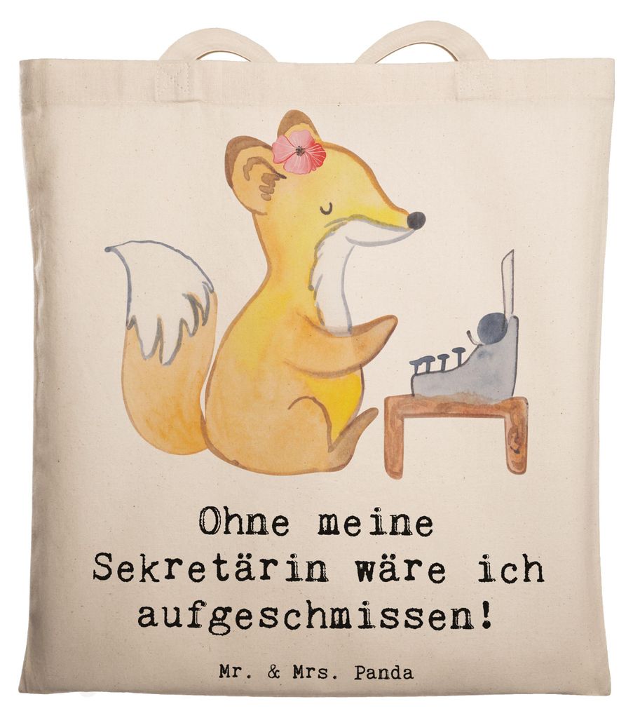 Mr. & Mrs. Panda Beutel Sekretärin Helfer - Transparent - Geschenk, Berufsalltag, Jutebeutel, Beruf, Schultasche, Arbeitsatmosphäre, Büroalltag,...