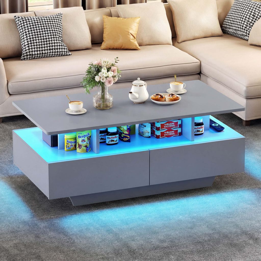 Balconera Couchtisch Grau mit 16-Farbiger LED Beleuchtung, Produktbild 